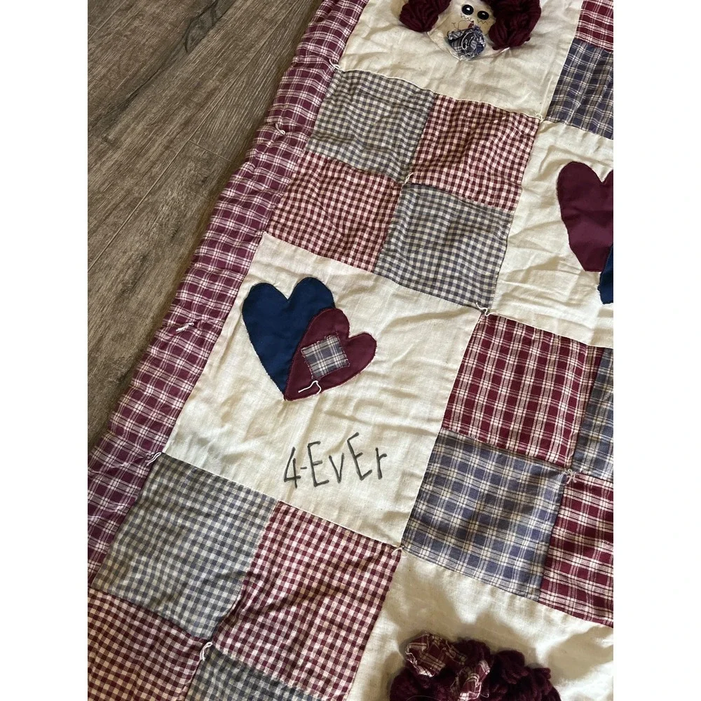 Patchwork‎ Quilt Blanket Friends Rag Doll Folk Art Rustic Decor